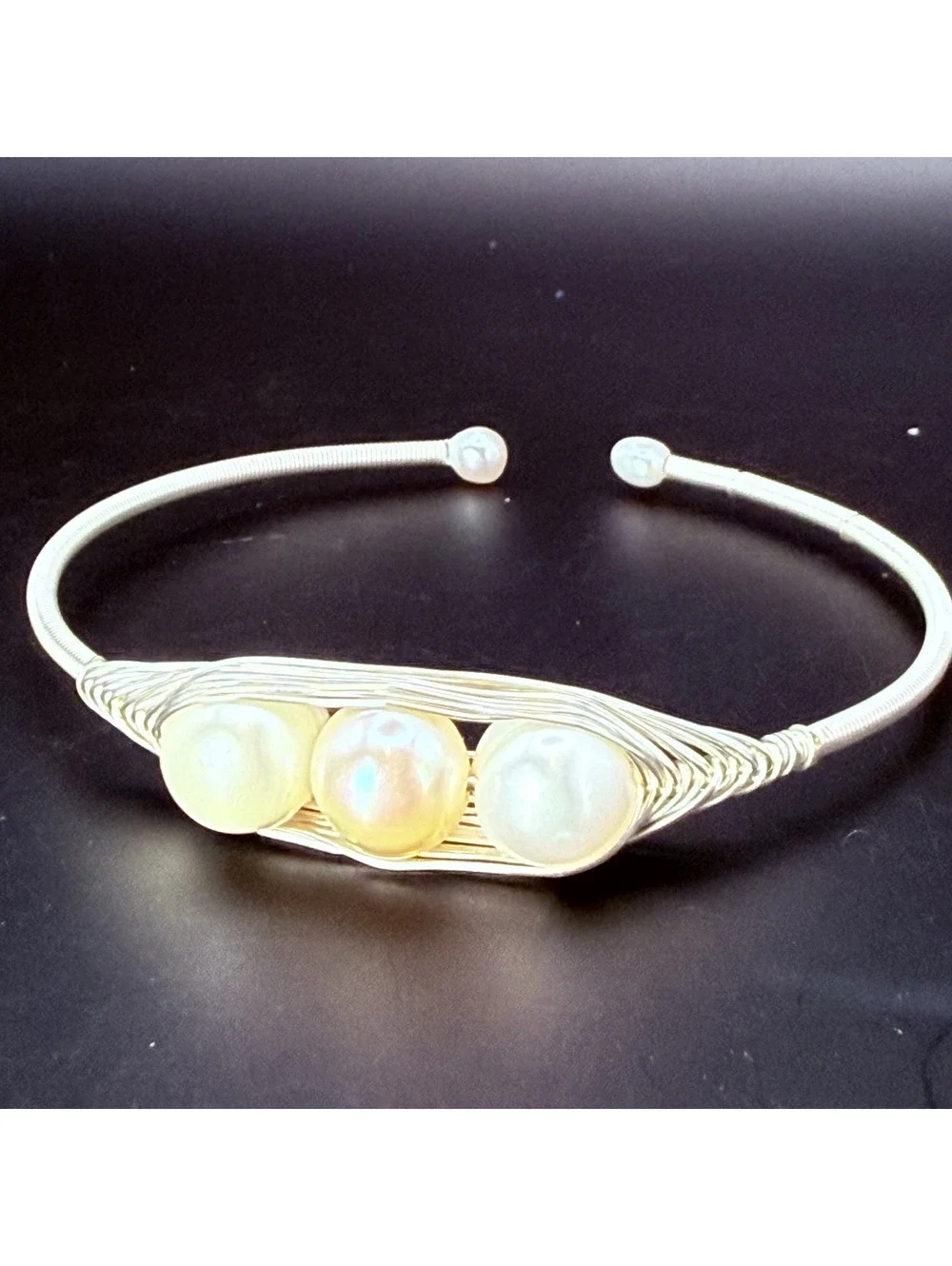 candy+clover peas in a pod silver bangle bracelet